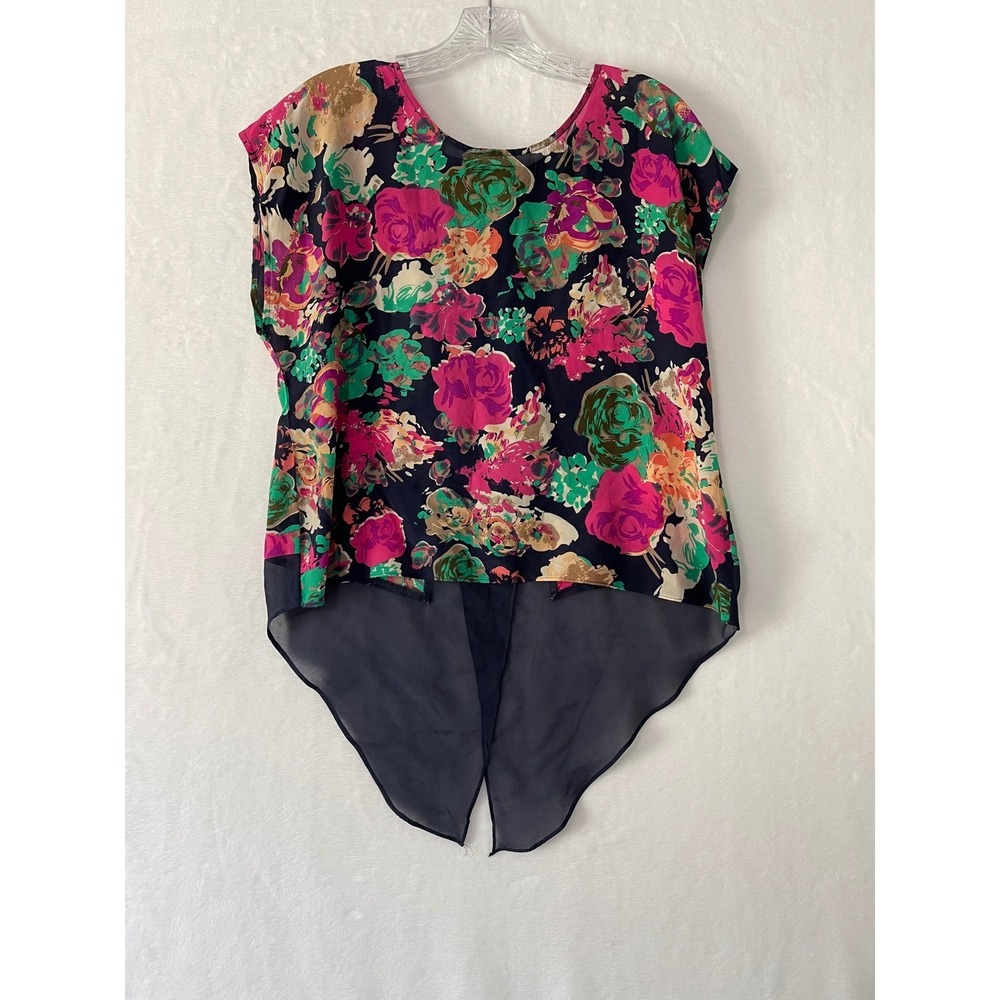 Anthropologie Maeve Komal Silk Floral Split Hem Top Blouse Boho Cottage Fairy